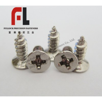 Coarse thread flush head self-tapping screw